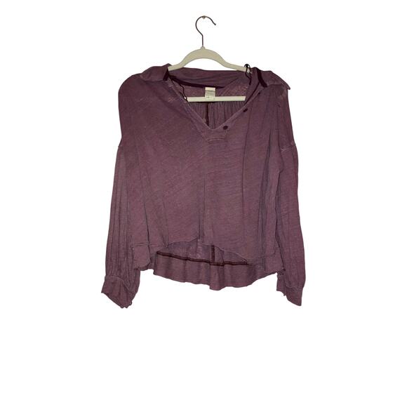 We The Free purple linen blend oversized knit top cropped size XS - Picture 1 of 7